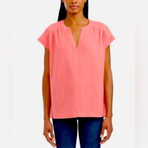 Splendid Cap Sleeve Coral Orange Linen Blend Top Size Large